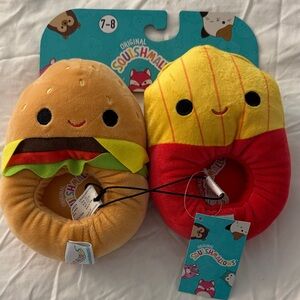 Squishmallows Burger and Fries Plush Slipper Set sz 7-8 (toddler).